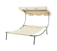 Chaise Longue Double Avec Auvent Acier Laqué Polyester Beige Helloshop26 03_0009208 Multicolore