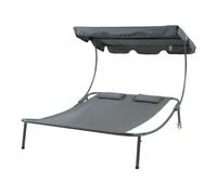 Chaise Longue Double Avec Auvent Acier Laqué Polyester Gris Helloshop26 03_0009209 Multicolore