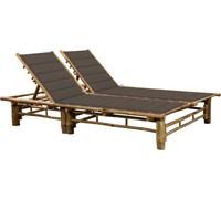 Chaise longue double "Jördenstorf" avec revêtement en bambou marron. Dimensions (L/L/H) 200x130x87 cm