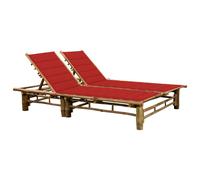 Chaise longue double "Jördenstorf" avec revêtement en bambou rouge. Dimensions (L/L/H) 200x130x87 cm