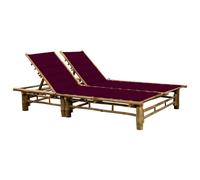 vidaXL Bain de soleil 2 personnes avec coussins en bambou