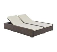 Chaise Longue Double Résine Tressée Marron et Crème Transat Chilienne vidaXL