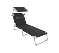 Chaise longue en acier Pliable Dossier réglable en 4 positions noir