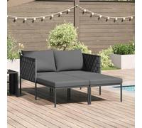 Chaise longue en acier revêtu par pulvérisation anthracite avec coussin en | Cadre en acier, coussin résistant aux intempéries, surface résistante aux rayures, nettoyage facile, montage à deux