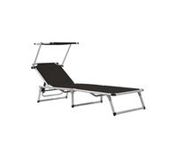 vidaXL Chaise longue pliable avec protection solaire Alu et Textilène noir