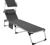 Chaise longue en aluminium Lorella, rembourrée et pliable - gris