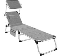 Chaise longue en aluminium Lorella, rembourrée et pliable - gris tacheté