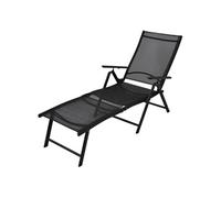 vidaXL Bain de soleil pliable aluminium noir