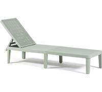 Chaise longue en polypropylène avec fibre de verre, chaise longue de jardin avec dossier réglable en 4 positions, aspect rotin, pour le jardin, la terrasse et la piscine – Baia – Vert