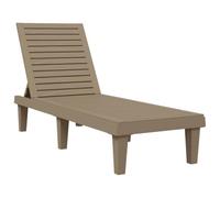 Chaise longue en polypropylène marron clair 155 x 58 x 83 cm | Dossier réglable 5 positions, texture imitation bois, léger, résistant aux UV, nettoyage facile, jardin, terrasse, piscine
