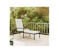 vidaXL Chaise longue avec repose-pieds en rotin PE marron