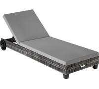 Chaise longue en rotin Ancona, réglable sur 5 positions - gris