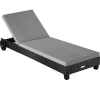 Chaise longue en rotin Ancona, réglable sur 5 positions - noir