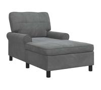 Chaise longue en velours - vidaXL - Gris foncé - 91x157x91 cm - Accoudoir en peluche - Coussin amovible - Design moderne