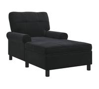 Chaise longue en velours - vidaXL - Noir - 91x157x91 cm - Coussin amovible - Accoudoir en peluche - Design moderne