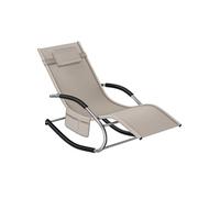 Chaise longue ergonomique avec fonction de balancement et accoudoirs incurvés beige