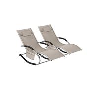 Chaise longue TAYA ergonomique avec fonction de balancement - beige, Lot de 2