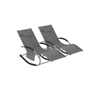 Chaise longue TAYA ergonomique avec fonction de balancement - gris, Lot de 2