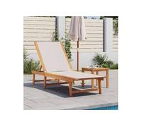 vidaXL Bain de soleil avec table Gris Bois massif Acacia et Textilène