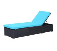 Chaise longue/Fauteuil long - CLARENCE® - Bain de Soleil simple - 1 PLACE - avec coussin Résine tressée Noir 13624