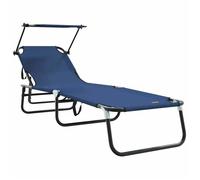 Chaise longue/Fauteuil long - CLARENCE® - Bain de Soleil simple - 1 PLACE - pliante Bleu 190 x 57 x 81cm oxford 90296