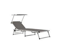 Chaise longue gris H. 25.5 cm L. 186 cm en aluminium non empilable pliable