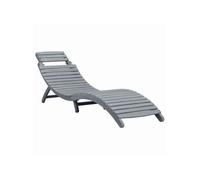 vidaXL Chaise longue Bois massif Acacia Gris pliable H. 51 cm L. 190 cm