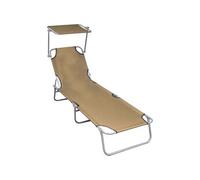 vidaXL Chaise longue pliante avec protection solaire Taupe Aluminium