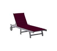 vidaXL Chaise longue avec support Gris acacia bois massif