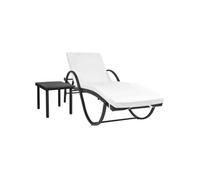 Chaise longue H. 40 cm L. 193 cm en resine tressee noir non pliable