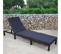 Poly-Rattan Bain de soleil HWC-A51, Relax chaise longue de jardin ~ Basic anthracite, coussin gris