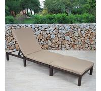 Poly-Rattan Bain de soleil HWC-A51, Relax chaise longue de jardin ~ Basic marron, coussin crème