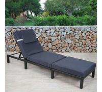 Poly-Rattan Bain de soleil HWC-A51, Relax chaise longue de jardin ~ Premium anthracite, coussin gris