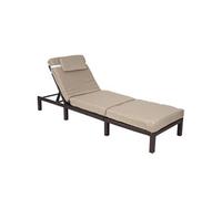 Mendler Bain de soleil HWC-A51 en poly-rattan – Premium brun, coussin crème