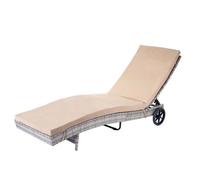 Chaise longue HWC-D80, Chaise longue de jardin Relax chaise longue, Poly-Rattan ~ gris, coussin beige