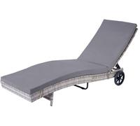Chaise longue HWC-D80, Chaise longue de jardin Relax chaise longue, Poly-Rattan ~ gris, coussin gris foncé