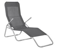 Chaise longue inclinable de jardin SPRINGOS - graphiteux - grande surface de couchage en tissu