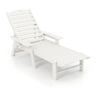 Chaise Longue Inclinable Dossier Réglable 196-169 X 75 X 31,5-65 Cm Confort Optimal Design Extérieur En Hdpe Blanc Helloshop26 20_0011250 Multicolore