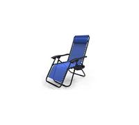 Chaise longue pliable VOUNOT®, chaise de jardin avec porte-boisson et coussin d'appui-tête, bleu