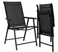 Chaise Longue Jardin Exterieur Pliable Chaises Relax Pliante Fauteuil de Jardin Terrasse avec Accoudoirs en Rattan et Structure Métal SPRINGOS