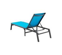 VEVOR Chaise longue jardin extérieur, transat de patio pliable aluminium avec 5 positions réglables, chaise inclinable de bronzage entièrement plate pour terrasse, plage, piscine, en plein air, bleu