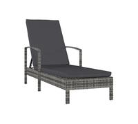 vidaXL Bain de soleil en poly rotin avec accoudoirs gris
