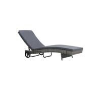 vidaXL Chaise longue Poly-Rotin avec roulettes et coussin Anthracite