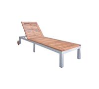 Chaise longue L. 207 cm en acacia H. 31 cm marron non empilable non pliable