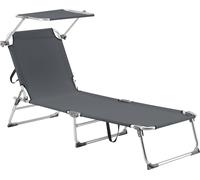 Chaise longue 'Legorreta' avec toit solaire réglable Structure en aluminium 189 x 57 x 28 cm Gris foncé