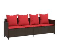 Chaise longue marron en polyrotin avec coussins, réglable | Dossier 3 positions, repose-pieds 2 positions, coussin déhoussable, résistant aux rayons UV