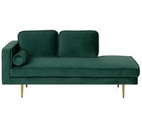 Chaise Longue Méridienne Côté Gauche en Velours Vert pour Salon Glamour Beliani