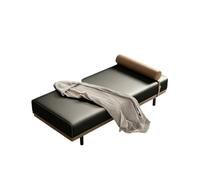 Chaise longue minimaliste en similicuir - Banc d'accent Slish avec coussin cylindrique, siège de fenêtre pour petite fille, assemblage facile (160 x 45 x 42 cm)