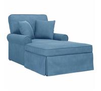Chaise longue moderne avec jupe - vidaXL - Bleu - 91x157x91 cm - Tissu en velours côtelé - Coussins amovibles