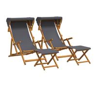 Chaise Longue Pliable 4 Pièces 3 Positions en Bois d'Eucalyptus Massif | Bois d'eucalyptus huilé, siège polyester respirant, design pliable, usage extérieur, teinte naturelle, entretien facile